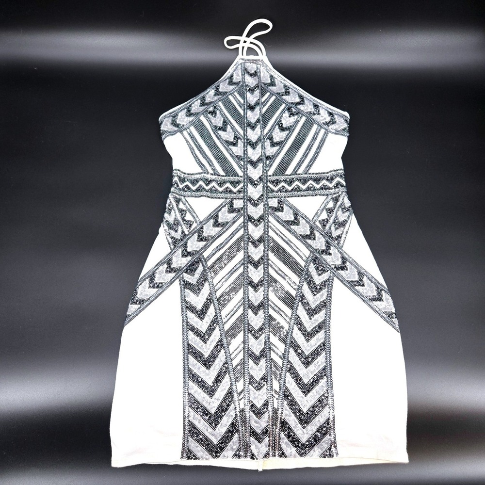 Express Geometric Sequin Art Deco Halter Bodycon Mini Dress Y2K Party Small
